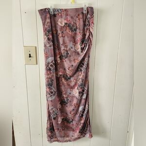 SHEIN Black and Pink Angel Print Maxi Skirt Size XL